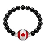 Thayrakn World Cup 2026 Men Bracelet, Canada National Flag Stretch Adjustable Beaded Bracelet with Detachable Soccer-Style Flag Charm, Soccer Jewelry Gifts for Men Women & Fans