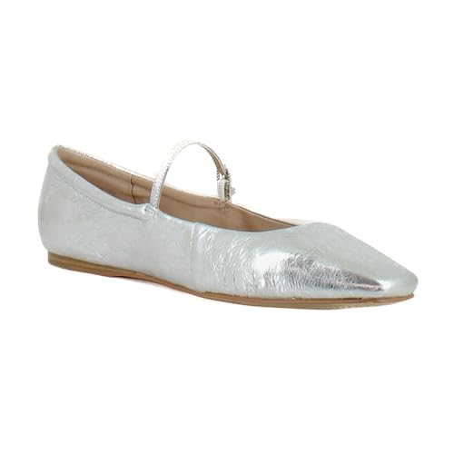 Image of Dolce Vita Reyes Women's Flats Silver Distressed Leather Size 12 M