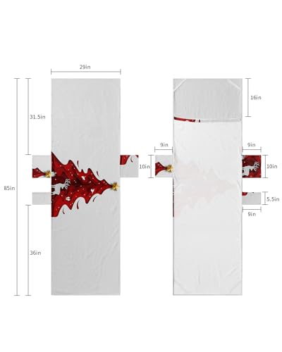 Red Christmas Tree Beach Lounge Chair Towel Cover, Soft Chaise Lounge Towel with Side Pockets Patio Pool Chairs Cover for Beach/Pool Sunbathing 29x85 Xmas Elk Winter Snowflake Birds