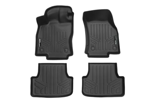 SMARTLINER Custom Fit Floor Liners - Fits 2022-2024 Volkswagen Golf R & Golf GTI - 1st & 2nd Row Liner Set - All Weather Floor Liners - Black