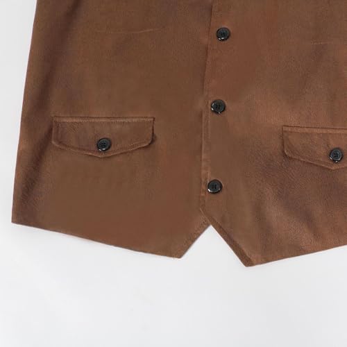 Mens V-Neck Dress Suit Faux Suede Leather Suit Vest Western Cowboy Dress Vests Slim Fit Business Casual Vest2