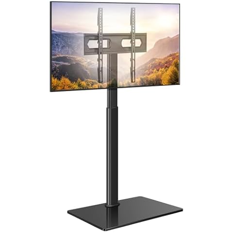 KKTONER Universal Floor TV Stand Mount for 27 to 65 Inch TVs Height Adjustable Tall TV Stand for Living Room Bedroom Swivel Standing TV Stand Max VESA 400x400mm Hold up 88 lbs Cover