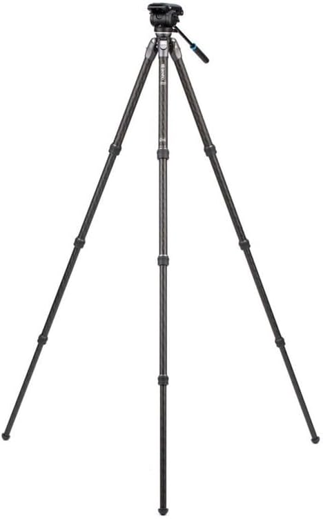 Benro Tortoise Columnless with Leveling Base Carbon Fiber Three Series Tripod with S4PRO Flat Base Video Head, 4 Leg Sections, Twist Leg Locks, Padded Carrying Case (TTOR34CLVS4PRO)