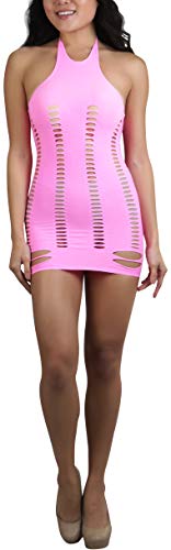 Image of ToBeInStyle Women's Stretch See Through Fishnet Novelty Mini Rave Party Dress