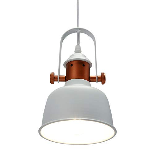 Louvra Industrial Vintage Pendant Light Retro Pendant Ceiling Lights Metal Black Shade E27 Edison Modern Hanging Lighting Decorative Indoor Lighting for Living Room Kitchen Lounge Hallway,White