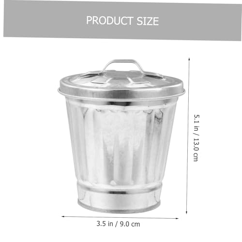 2 Piezas Botes de Basura Galvanizados con Tapa para Escritorio miniatura 2