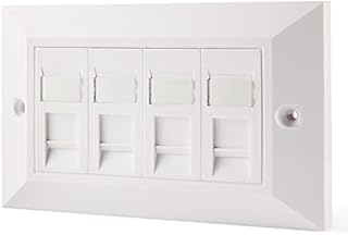 rhinocables Ethernet Faceplate Single 1-Port/Double 2-Way/Quad 4-Way RJ45 Socket Wall Plate for Ethernet Cable Networking Socket Box (Quad 4-Port, CAT5e)