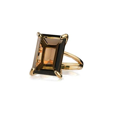 Cocktail Rings for Women - Smoky Quartz Rings in 14k Rose Gold - Statement Jewelry Rings, Birthstone Ring, Engagement Ring - Handmade Jewelry with Box Cover
