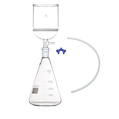 Deschem 2000ml,24/40,Glass Suction Filtration Kit,500ml Buchner Funnel & 2L Erlenmeyer Flask
