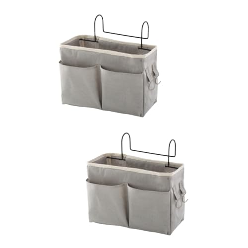 SOESFOUFU 2pcs Canvas Iron Bedside Hanging Storage Organizer Bunk Bed Organizer Bedside Shelf for Glasses Books Phones College Dorms