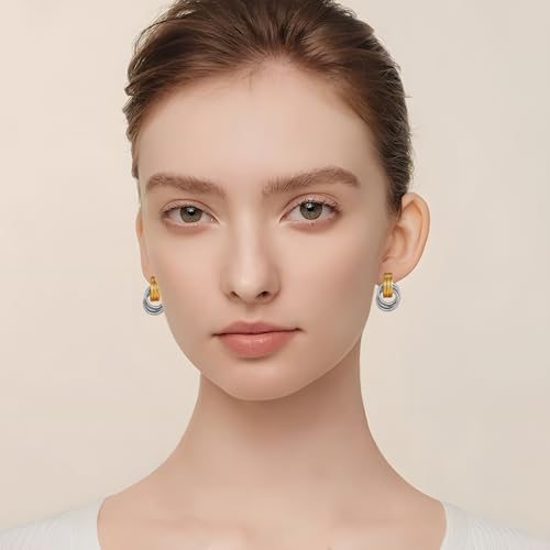 Two Tone Clip On Earrings for Women Statement Gold Silver Small Twisted Knot Clip On Earrings2