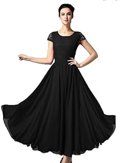 فستان نسائى أسود شيفون ودانتيل من الصدر