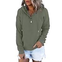 Mcnlyce Ladies Hoodies Pullover Fall Fashion Clothing Trendy Light Womens Sweaters Button Up Long Sleeve Sweatshirts Casual Tops with Pockets Army Green