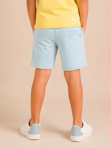 Image of Pilolo Kids Soft Cotton Terry Lycra Adjustable Drawstring Pocket Shorts for Boys
