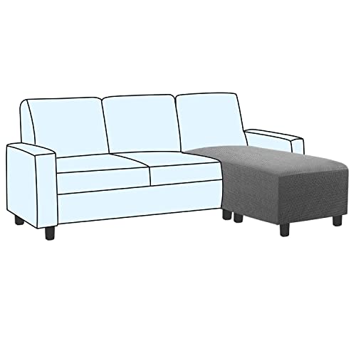 Image of H.VERSAILTEX Ottoman and Sofa Seat Cushion Combined Cover Slipcover Rectangle Sofa Slipcover Fit Length 56 inch-75 inch Suitable for L Shaped Seat Cushion Cover or Chaise Part Cover Stretch Thick Soft - Grey
