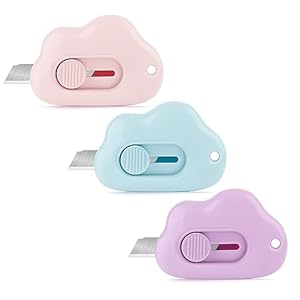 Box Cutters – 3 Pack Retractable Letter Opener, Adorable Cloud Tiny Paper Cutter for Key Chain Pocket Bag Package Envelope Mail Letter Box Paper DIY Projects for Girls and Boys