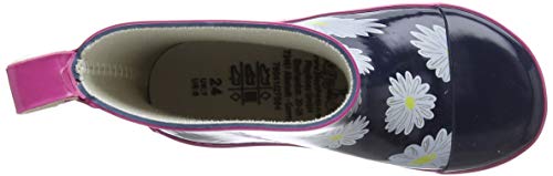 Playshoes Stivaletti Pioggia - Pratolina, Stivali di Gomma Naturale Bambine e ragazze, Blu/Rosa (Marino/Rosa), 21 EU