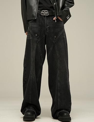 Y2k Men Jeans High Waisted Hip Hop Streetwear Jeans Aesthetic Harajuku Denim Pants Loose Baggy Skater Jeans3