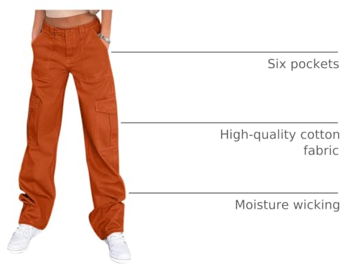 Image of Lepunuo Cargo Pants for Women High Waisted Casual Pants Baggy Stretchy Wide Leg Y2K Streetwear with 6 Pockets