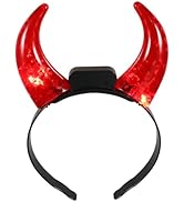 FOMIYES Halloween Headband: Devil Horns Headband: LED Devil Horns Headwear - Red Glowing Devil Ho...