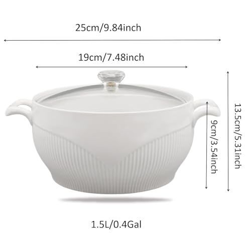 Zxtingshop Ceramic Soup Tureen With Glass Lid thumb #1