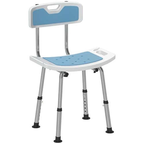 HOMCOM Silla Ducha Personas Mayores con Respaldo, Silla de Ducha...