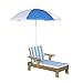 Outsunny Set Lettino da Spiaggia per Bambini con Ombrellone, Sdraio Mare per Bambini 3-7 Anni Bianca e Blu, 90cmx59cmx53cm