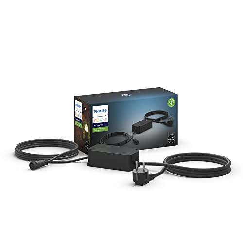 Philips Hue Outdoor Niedervolt Netzteil (40 W), wetterfestes Netzteil für die Hue Außenbeleuchtung, smarte Lichtsteuerung über Sprache oder App, schwarz