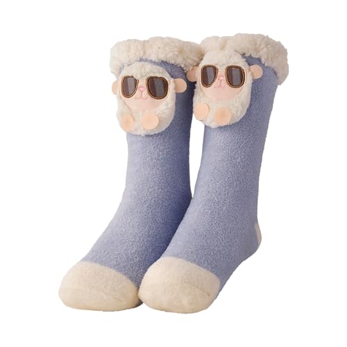 HSOKEW Women Heated Sock, Women Foot Warmer Electric Heated Socks 3 Heating Level Rapid Temperature Rise Cute Winter Fuzzy Warm Sock, 3D Heat Around Foot (Blue, Thick for Home)