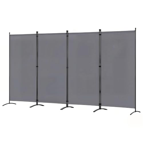 Angel Living Paravent de Protection à 4 Panneaux, cloison de séparation Pliable pour Salon, Jardin, extérieur, 324 x 180 cm (Gris)