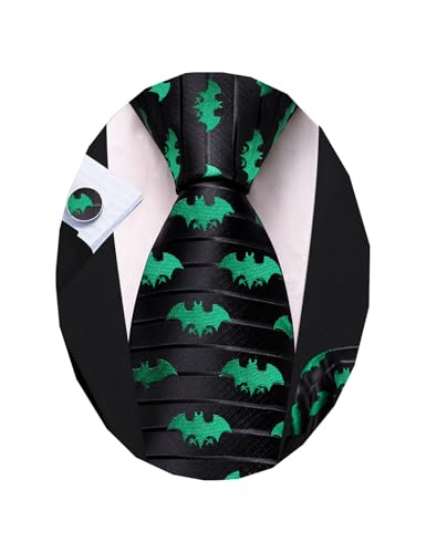 Image of Barry.Wang Fun Animal Ties for Men Designer Handkerchief Cufflink WOVEN Casual Necktie Set Festival