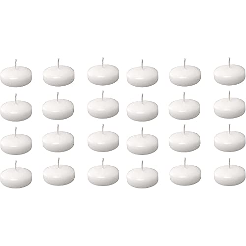 DCQRY 24 velas flotantes para centros de mesa, discos de cera sin perfume blanco de 1.4 pulgadas, velas flotantes cálidas para bodas, piscina, fiestas, vacaciones, decoración del hogar Cover