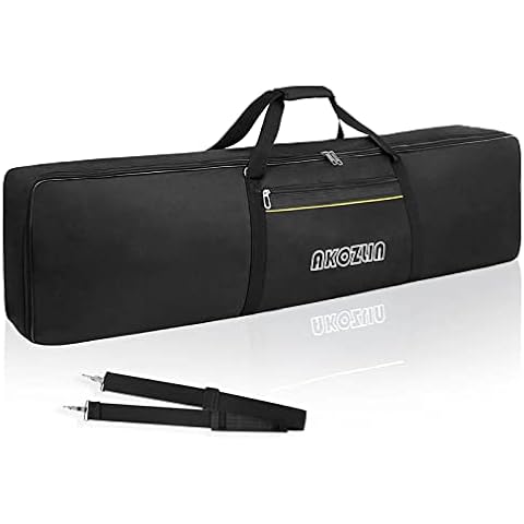 AKOZLIN 88 Keys Portable Padded Keyboard Case,Dimension 54.1"x6.69"x13.18", Electric Piano Keyboard Gig Bag (Black+Yellow) Cover