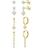 YZCIS Pendientes Colgantes pequeños para Mujer, hipoalergénicos, chapados en Oro de 14 Quilates, Juego de Pendientes de aro, Delicada joyería de Acero Inoxidable quirúrgico