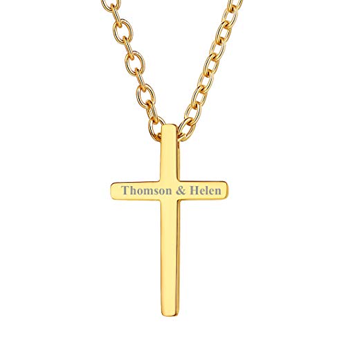 Richsteel Croix Cathare Pendentif Bijoux Homme Croix Or Pendentif Croix Chaine Or avec Chaîne Ras de Cou 45+5 cm pour Garçons Filles