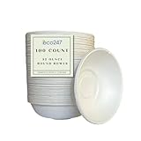 eco247 100% Compostable Large White Bowls [32 Ounces - 100 Count] Heavy Duty Bulk Disposable Bowls | Eco-Friendly Recyclable Bowls Biodegradable Natural 100% Sugar Cane Bagasse