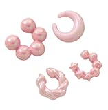 4-Piece No-Piercing-required Ear Cuff Set - Colorful Creative Resin Ear Bone Clips for Women Unique Jewelry for Daily pink