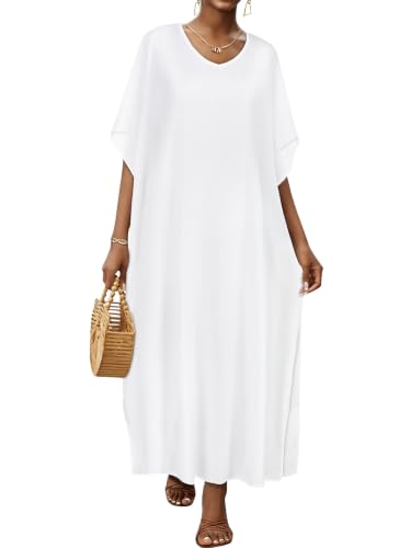 Image of Kaftan Dresses for Women V Neck Caftan Batwing Sleeve Swimsuit Cover Up