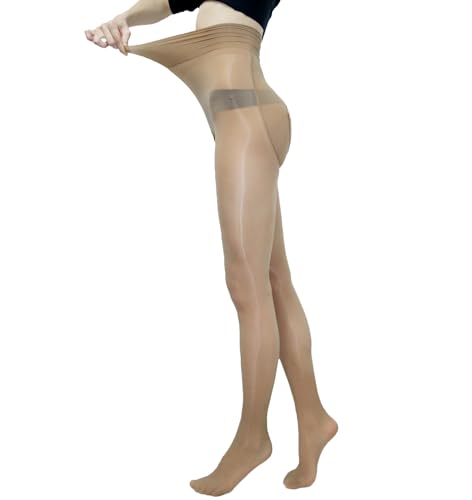 Image of Women's Oil Shiny Pantyhose High Waist Sheer Shimmer Tights Control Top Glossy Pantyhose for Women