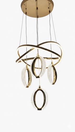Image of Premium Modern LED Hanging Light for Living Room, Bedroom, Dining, Hall & Office | Decorative Golden Pendant Ceiling Lamp for Home Decor, Stylish Ceiling Lights (Golden Orbit, Medium)