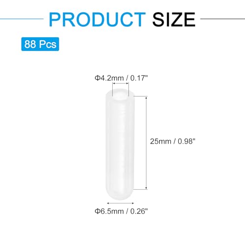 Image of uxcell 88Pcs Silicone End Caps, 4.2mm(11 /64 inch) ID 25mm(1 inch) Height Round Rubber Elastic Screw Thread Protectors Flexible Screw Bolt Covers Caps for Metal Tube Rod Bolt, Clear
