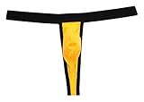 Jaxu Men's Breath Hole Mini Pouch Thong Underwear XL Yellow