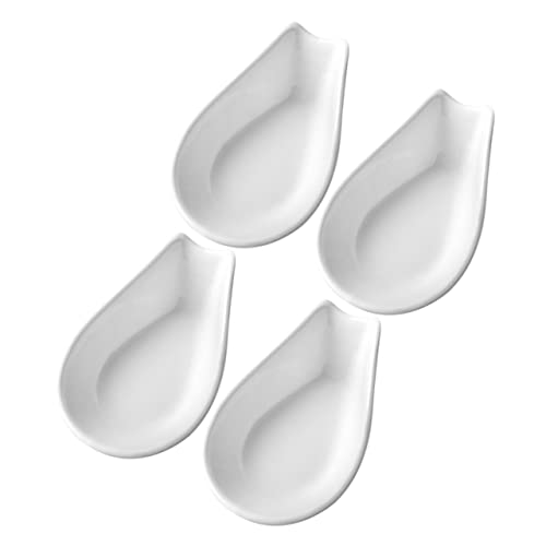 COLLBATH 4pcs Ceramic Soup Spoon Holder Rest Set Asian Chopstick Spoon Rests for Kitchen Decor