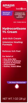 Amazon Basic Care Hydrocortisone 1% Anti-itch Cream, Intensive Healing Formula, 1 Fluid Ounce