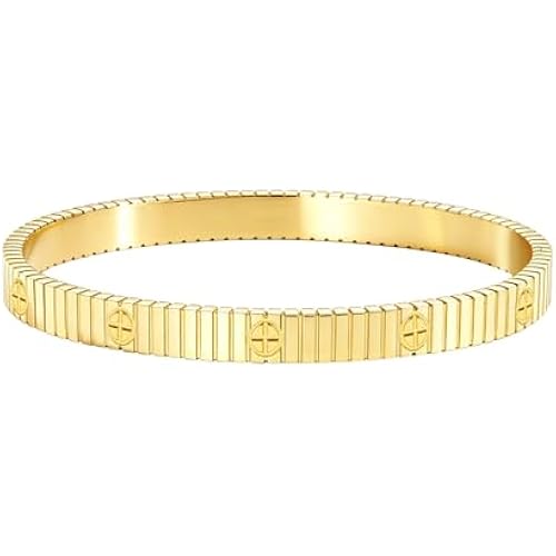 Women's Bracelet Stainless Steel Gold Plated Cuff Bangle Cube Zircon Hinge Jewelry oval Bangle Witness the Gift of Love