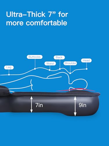 Canodoky Upgraded SUV Air Mattress with Cordless Built-in Pump & 'Mattress Wings', 7-inch Height car Mattress | Car Camping for Mid/Large SUV, Minivan, Truck | 660 lb Capacity