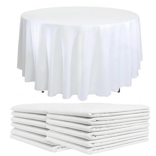 Nappes rondes jetables blanches 84" housses de table PEVA imperméables lot de 10 - 2