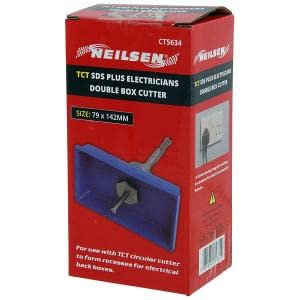 Neilsen 1 Count SDS-Plus Electricians Double Box Cutter, 79x142mm, Electrical Back Box Cutter, Drill Bit, Blue, 79 millimeters - Image 4