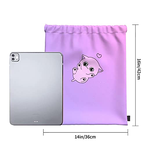 Leuke kat cartoon trekkoord rugzak tas sport gym wandelen yoga zwemmen reizen strand tas tas voor vrouwen mannen - Image 5