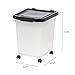 IRIS USA WeatherPro Airtight Dog Food Storage Container, Up to 25 lbs, Removable Wheels, for Dog Cat Bird and Other Pet Food Storage Bin, Keep Fresh, Translucent Body, Pearl/Black